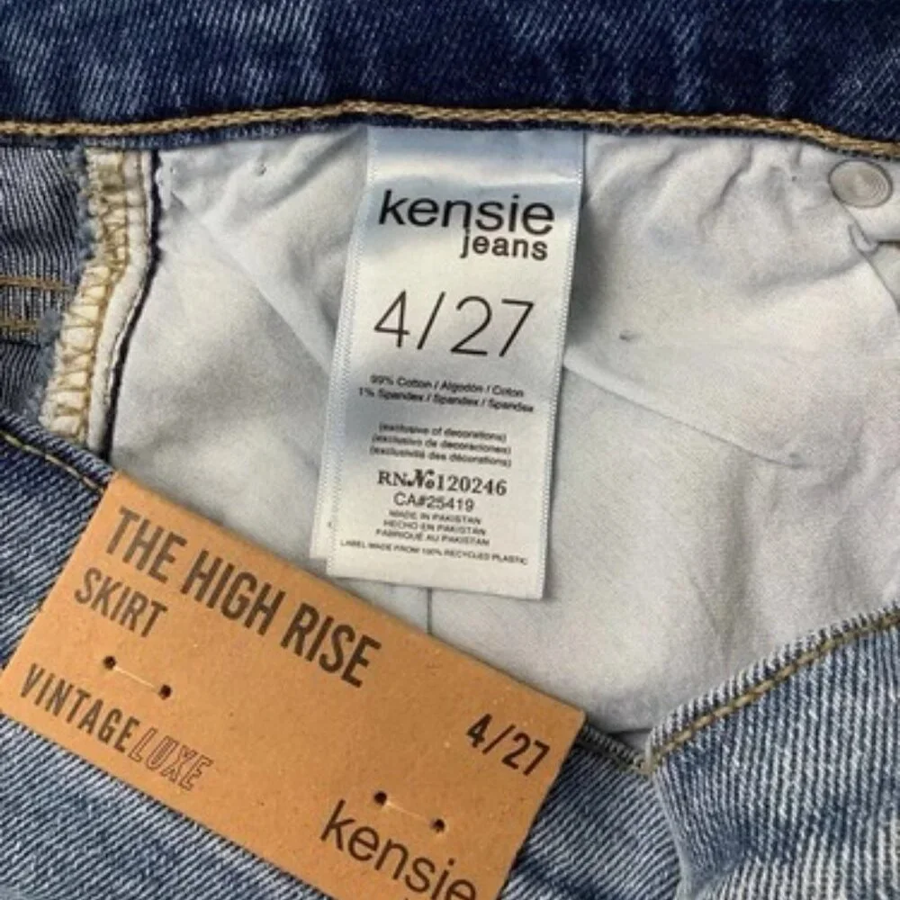 NWT Kensie The High Rise Fron Slit Long Denim Skirt Women Size 4/27